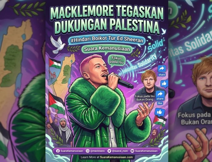Macklemore Tegaskan Dukungan Palestina di Tengah Seruan Boikot Tur Ed Sheeran