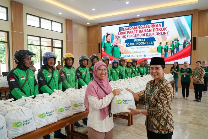 Pegadaian Bagikan 1.000 Paket Sembako untuk Pengemudi Ojol dalam Semarak Kemerdekaan