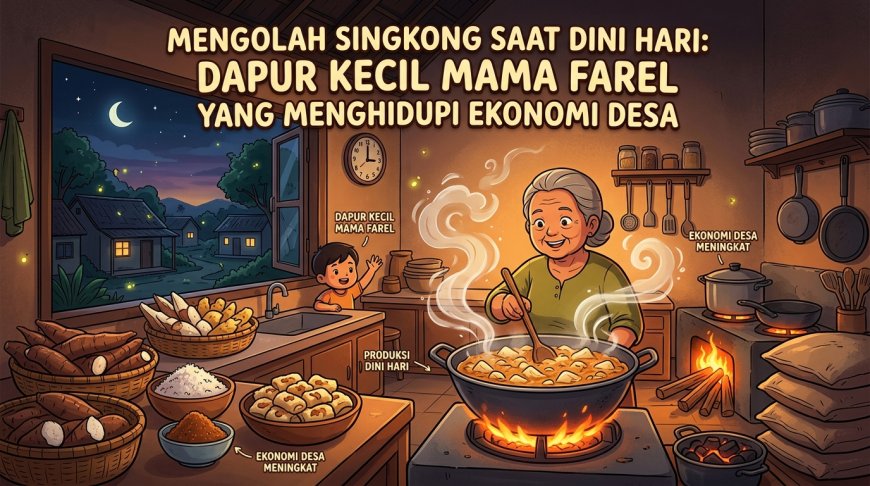 Mengolah Singkong Saat Dini Hari: Dapur Kecil Mama Farel yang Menghidupi Ekonomi Desa